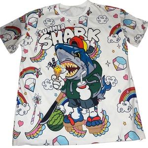 Oversized Shark Print Shirt